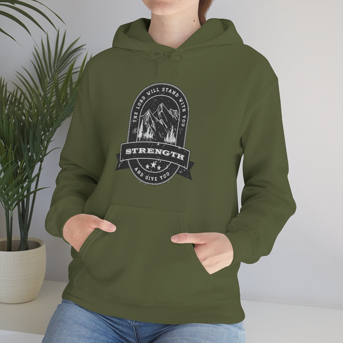 When you wear this hooded sweatshirt, you are instantly empowered with the truth that God will stand with you and give you strength. No matter what life throws your way, you can be hopeful knowing that the LORD is right by your side. This shirt is the perfect way to share your faith with those around you and let them know that they are not alone in their struggles. With its simple and encouraging message, you can help lead someone to Christ.
